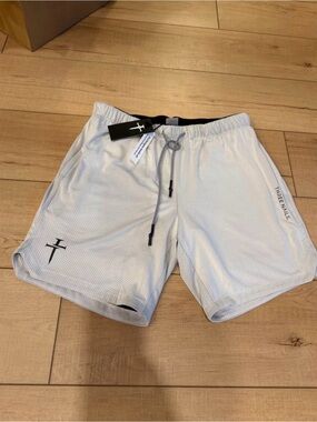 Three Nails Men's White Athletic Mesh Shorts